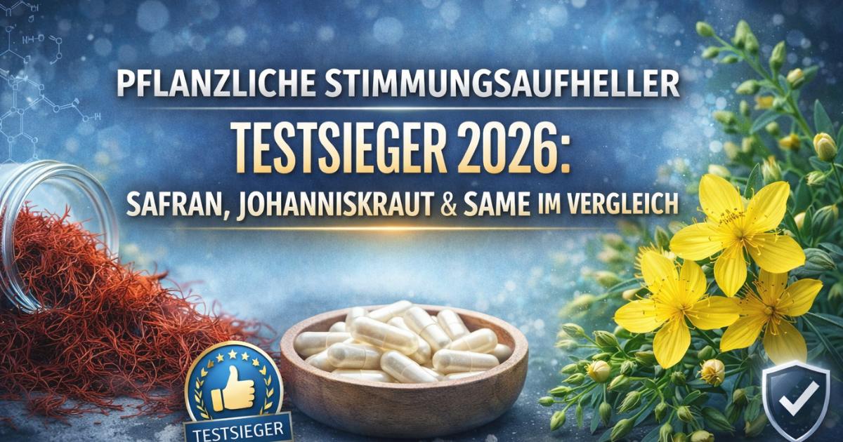 Pflanzliche Stimmungsaufheller Testsieger 2026: Safran, Johanniskraut und SAMe im Vergleich