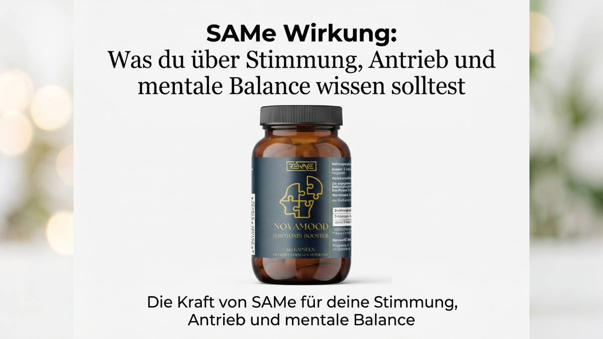 NovaMood Kapseln von Rewake zur Unterstützung der SAMe Wirkung für bessere Stimmung, Antrieb und mentale Balance.