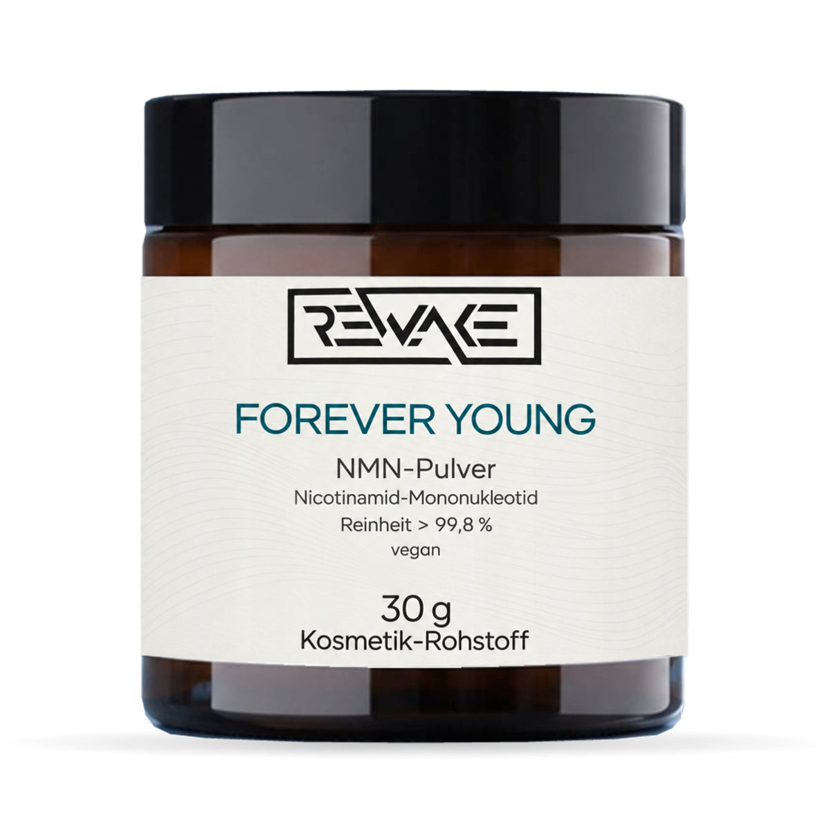 Rewake Forever Young, NMN-Pulver (Nicotinamid-Mononukleotid), Reinheit über 99,8 %, 30 g im Braunglas
