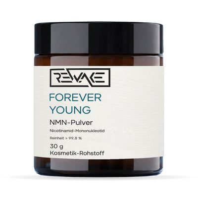Rewake Forever Young, NMN-Pulver (Nicotinamid-Mononukleotid), Reinheit über 99,8 %, 30 g im Braunglas