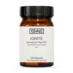 Rewake Ignite, schwarzer Maca Extrakt 10:1 mit Vitamin C aus Acerola, 120 vegane Kapseln im Braunglas